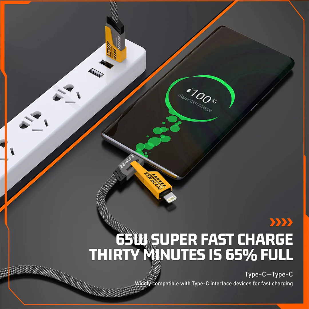 TecMarx 4 in 1 | 65 W Type C to Type C Cable | 27 Watt Type C to Lightning cable | Fast Data Transfer | Supports all kind of devices - Image 5
