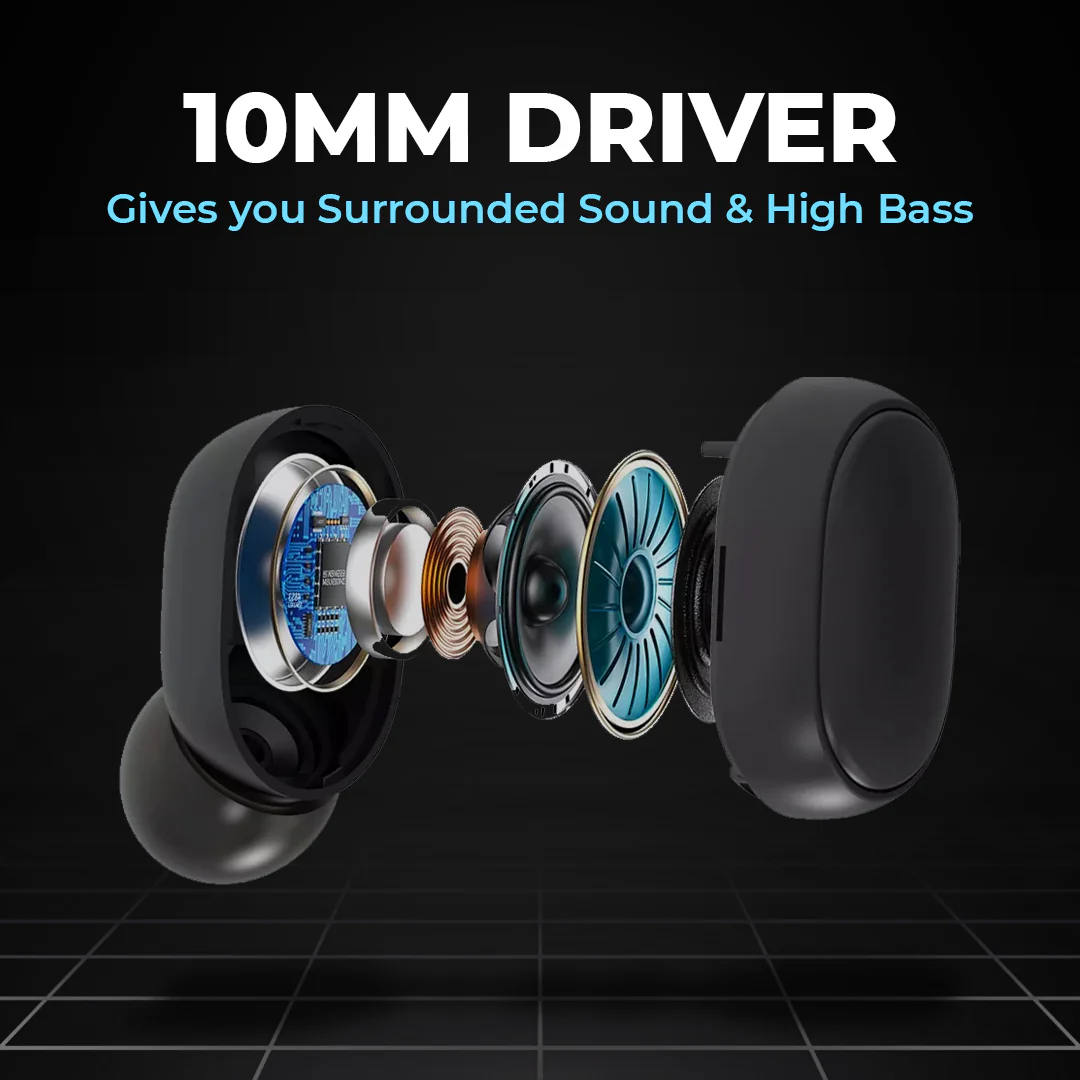 TecMarx CurvePod Bluetooth Earbuds | 30 Hr Play Time | High Bass | IPX Water Resistant - Image 6