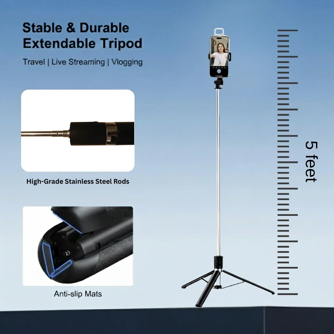 Tecmarx Halo Stick | 5FT Professional Multi-Role Tripod & Selfie Stick - Image 13