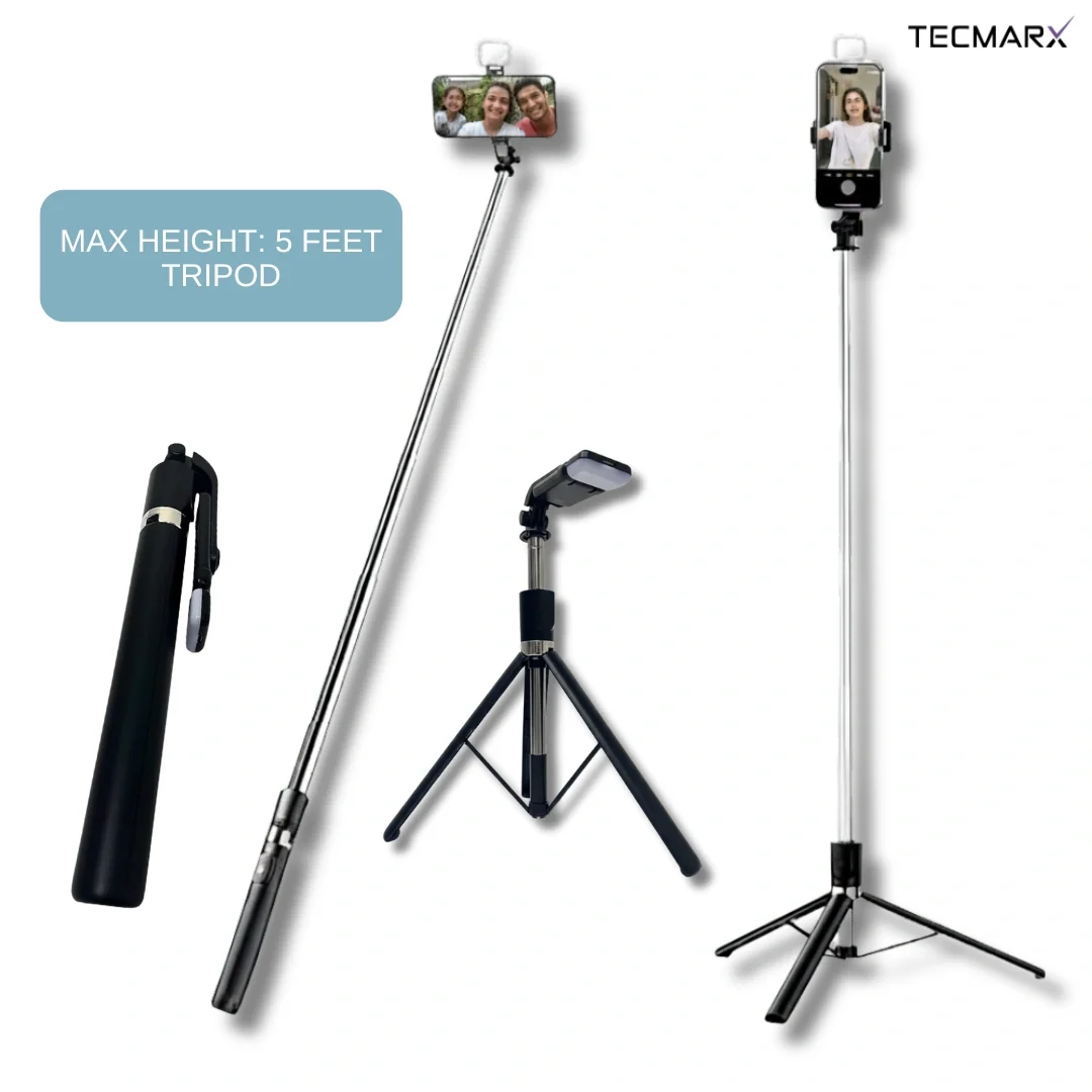 Tecmarx Halo Stick | 5FT Professional Multi-Role Tripod & Selfie Stick - Image 6