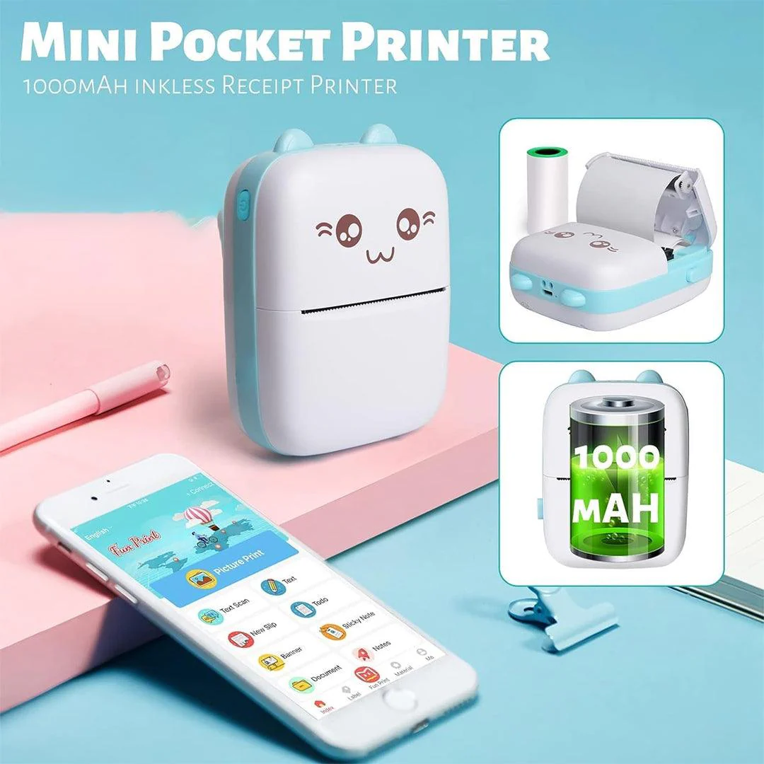 TecMarx Mini Thermal Printer | Best for Gifting | 1000 Mah Chargeable Battery | Inkless Printing - Image 5