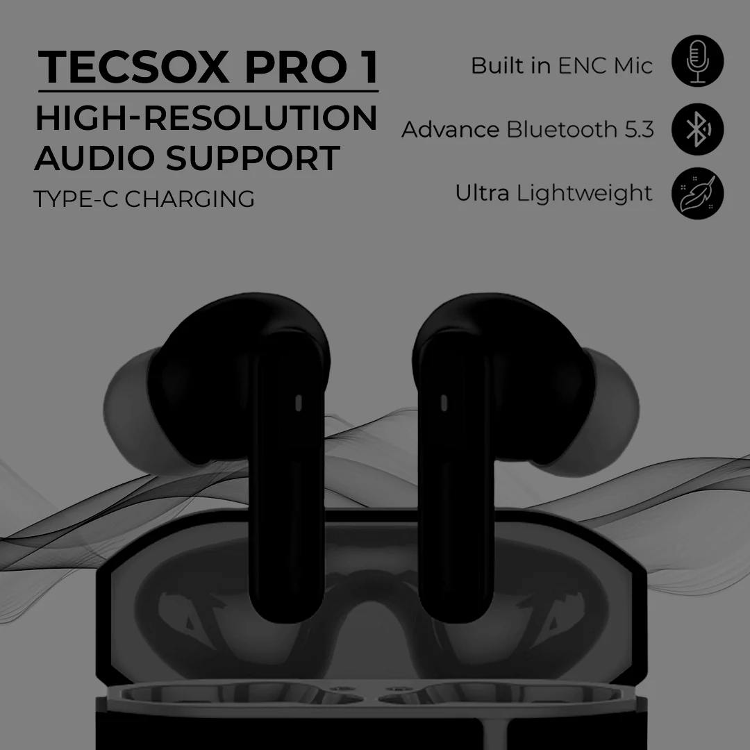 TecMarx Pro 1 Bluetooth Earbuds | 30 Hr Play Time | Built in ENC Mic | Embrace Voice | IPX Water Resistant - Image 4