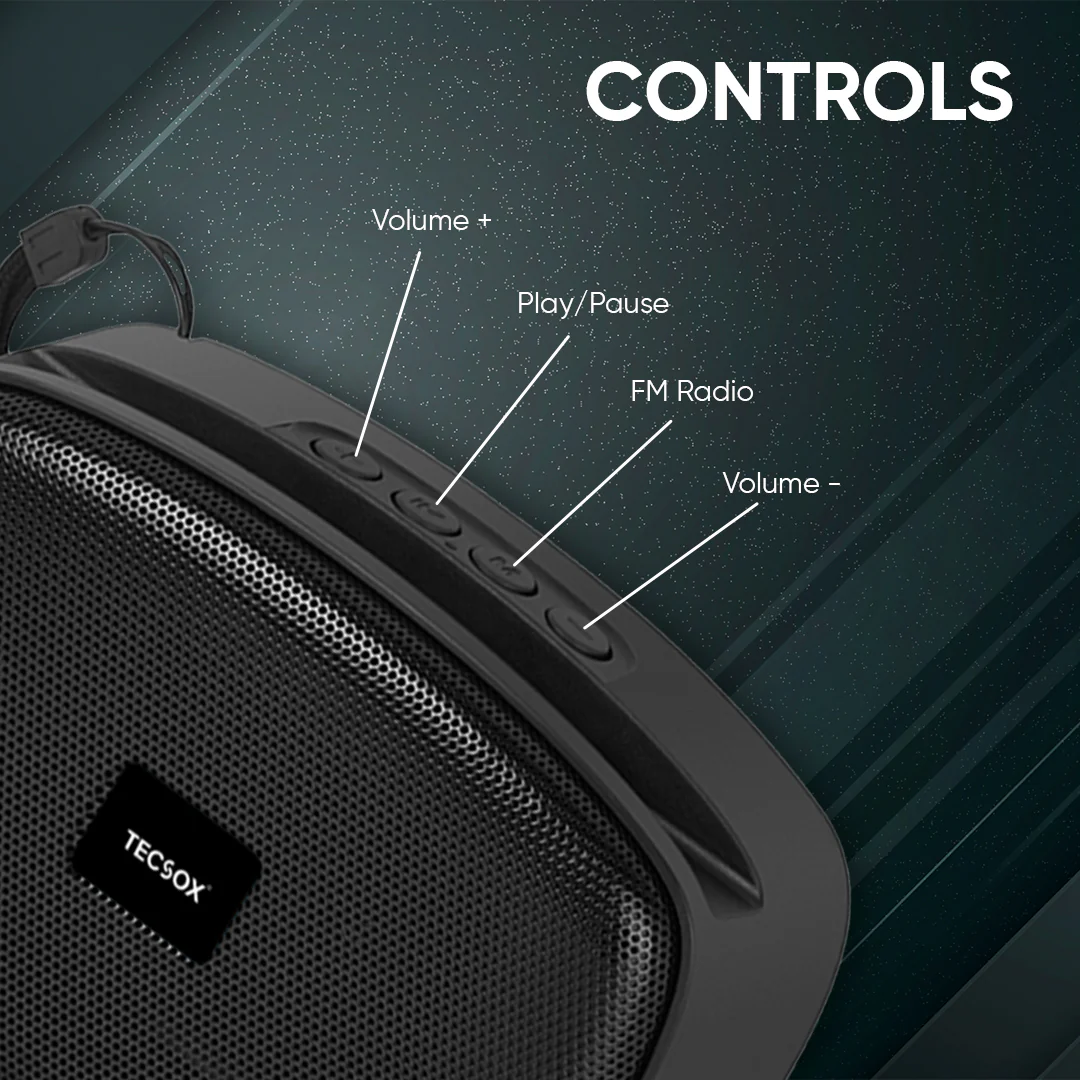 TecSox Stone 351 Bluetooth Speaker | 6 Hr Playtime | Balanced  Sound | IPX Water Resistant - Image 4